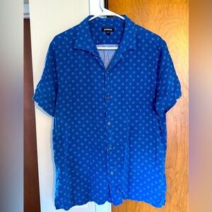 Express Men's Blue Patterned Shirt